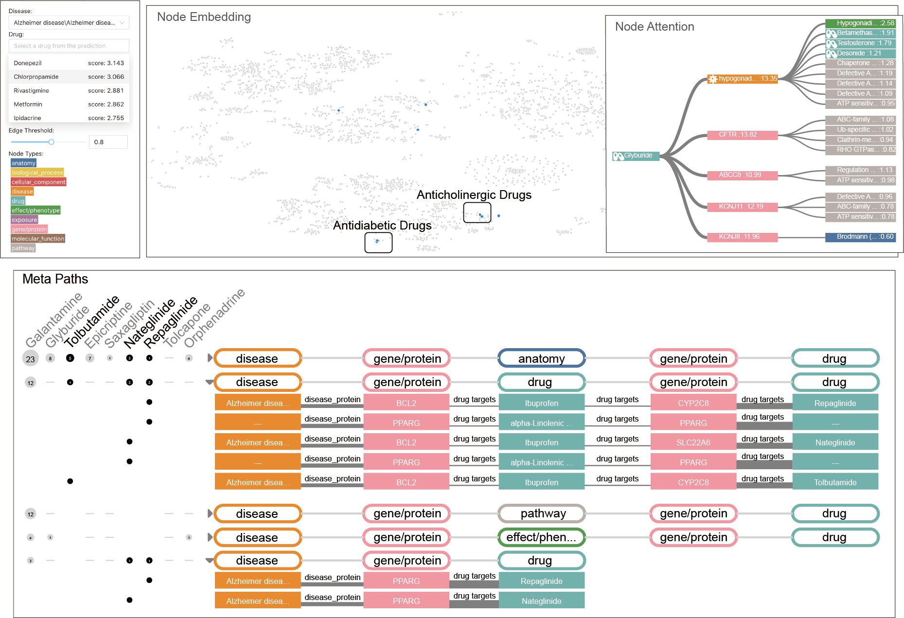 Interactive Visual Explanations for Deep Drug Repurposing